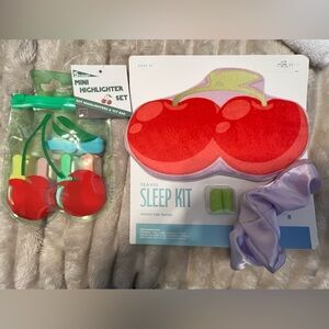 Cherry Travel Sleep Kit and Highlighter Set Bundle